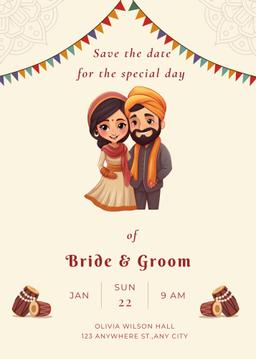 Balle Balle Beginnings Punjabi Wedding Save the Date Card