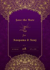 Royal Purple Romance Indian Save the Date Card