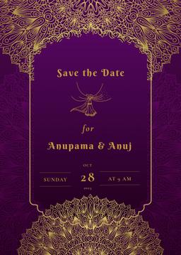 Royal Purple Romance Indian Save the Date Card